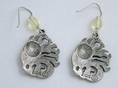 Pewter & Sterling Silver Sun & Wind dangle earrings-elements- celestial, solar