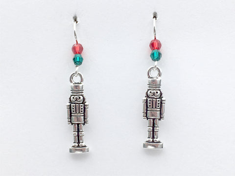 Pewter & Sterling Silver Nutcracker dangle Earrings-Christmas- holiday, ballet