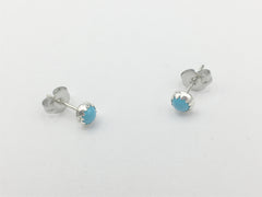 Sterling silver & Surgical steel small 4mm Turquoise stud earrings-studs