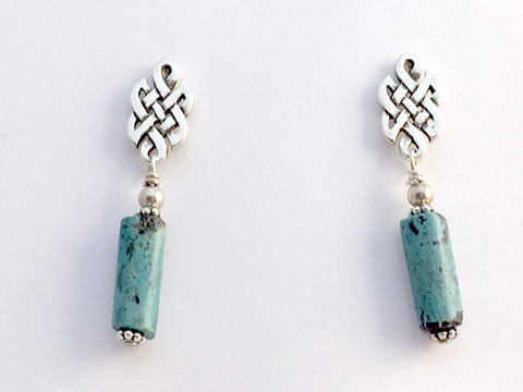 Sterling Silver & surgical steel Celtic knot stud Earrings-Turquoise, knots