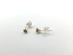 Sterling silver 3mm Brown and green Tourmaline stud earrings-studs