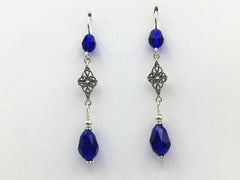 Sterling Silver Double Celtic Knot Dangle Earrings- Cobalt Blue, gorgeous, Knots