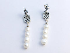 Sterling Silver & surgical steel  Celtic knot stud Earrings- freshwater pearls