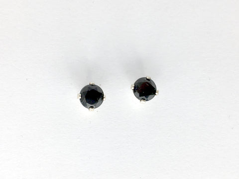 Sterling silver 5mm Black Tourmaline stud earrings-studs, Schorl