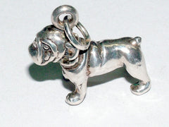 Sterling Silver  3-D bull dog charm or pendant- bulldog, english, dogs