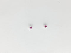 Sterling silver tiny 2mm synthetic ruby stud earrings-studs, lab grown rubies