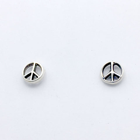 Sterling Silver small peace sign stud earrings- signs, world, peaceful, symbol