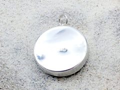 Sterling silver 25mm Round Pendant with Shells, Sand, Sea glass, Rocks, Starfish, Cayman Islands, tide pool,  beach comber