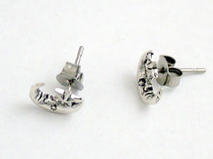Sterling Silver and Surgical Steel Crescent Moon & Star stud earrings- man in the moon