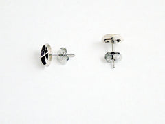 Sterling Silver & Surgical Steel Peace Sign stud earrings- world, signs,