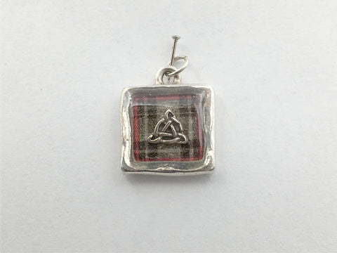 Pewter w/Sterling Silver Clan O'Flynn Tartan pendant,trinity knot,triquetra
