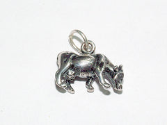 Sterling Silver small  3-D cow charm-steer, bovine, cattle, farm, cowgirl, ranch