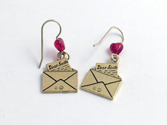 Gold tone Pewter & 14K GF Letter to Santa dangle Earrings-Post Office- holiday