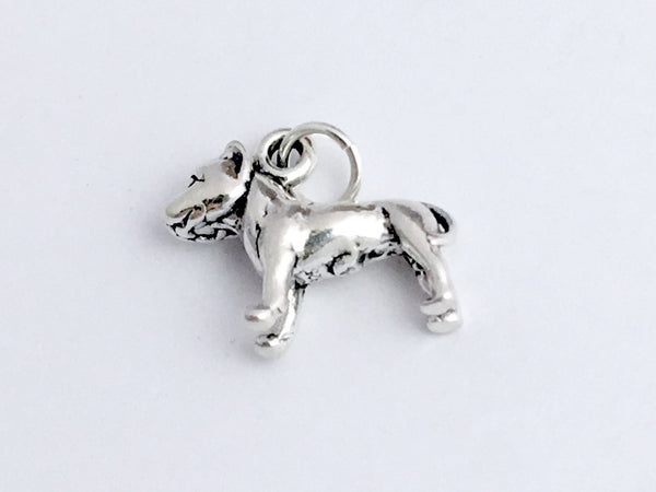 Sterling Silver 3-D pit bull dog charm or pendant- dogs, terrier
