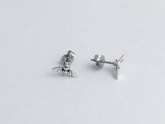 Sterling Silver & Surgical Steel tiny bee stud earrings- insects, bees, apiary