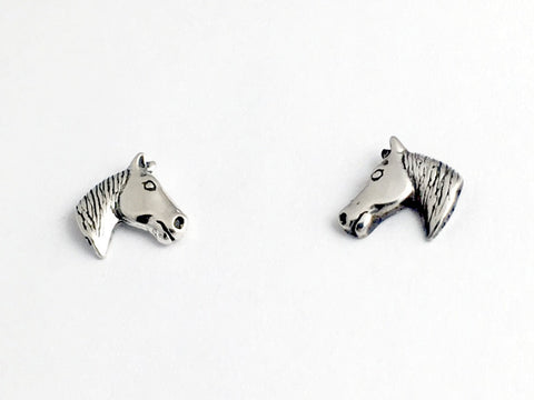 Sterling Silver & Surgical Steel horse head stud earrings-pony, equine ,equus