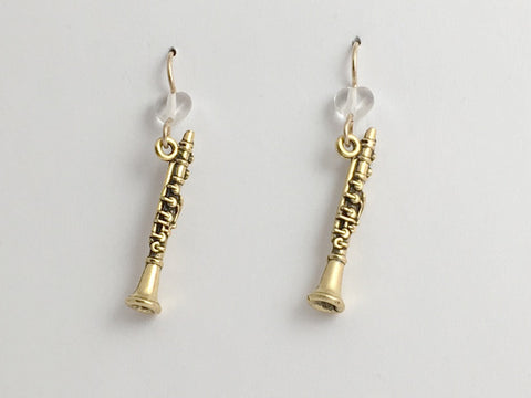 Gold tone Pewter & 14k gf clarinet earrings-music, woodwinds, marching band