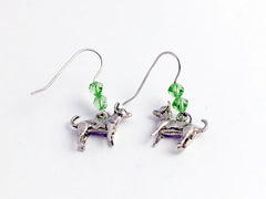 Sterling silver  Chihuahua dog dangle Earrings-chihuahuas,dogs, Crystal, canine