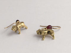 Goldtone Pewter & 14k GF 3-D English Bull dog dangle earrings-full body-bulldog