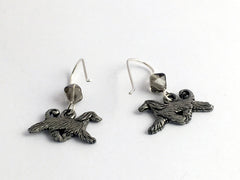 Pewter & sterling silver Afghan Hound dog earrings- afghans, dogs, canine, hound