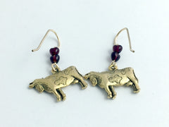 Gold tone Pewter &  14k GF Cow dangle earrings-cows, bovine, cattle, steer, dairy