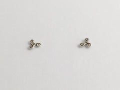 Sterling Silver tiny spiral triskelion stud earrings-Celtic-triskelions, triple