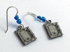 Pewter & Sterling Silver  Book dangle Earrings-Librarian-reader-author, books