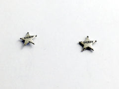 Sterling Silver & Surgical Steel sheriff badge stud earrings- star, law,sheriffs