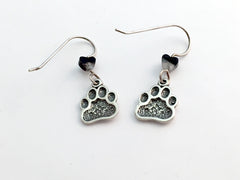 Sterling silver smooth medium paw print earring-dog, cat, paws, dogs, cats, team