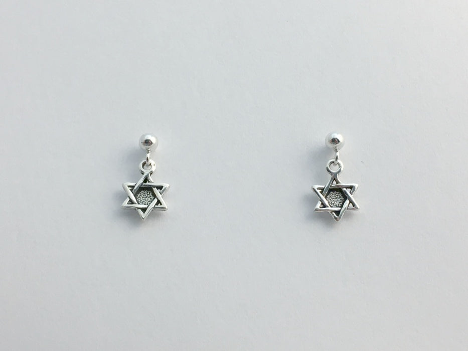 Sterling silver 3mm ball stud w/ tiny Star of David  earrings-  Jewish, Judaica