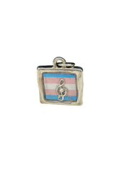 Pewter w/ Transgender flag & sterling silver treble clef pendant-Pride,LGBTQ