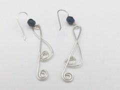 Sterling Silver  Treble Clef w/spiral dangle earrings-music,musician, band