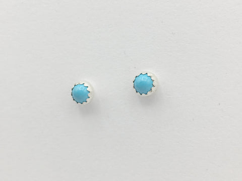 Sterling silver & Surgical steel small 4mm Turquoise stud earrings-studs