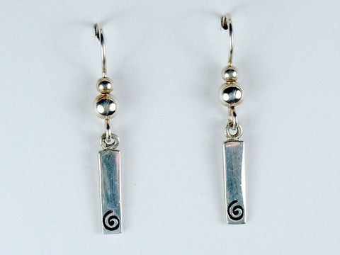 Sterling Silver rectangular plaque spiral dangle Earrings-  spirals, Celtic
