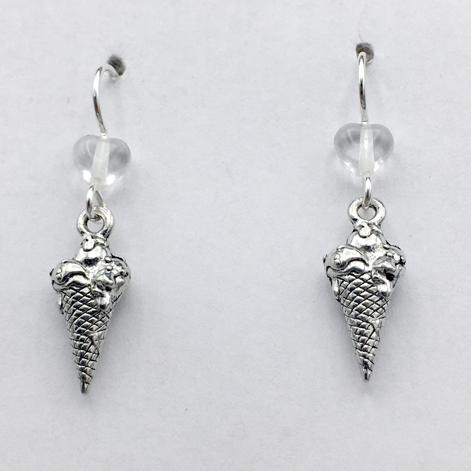 Pewter & Sterling Silver Ice Cream Cone dangle earrings- gelato, sorbet, dessert