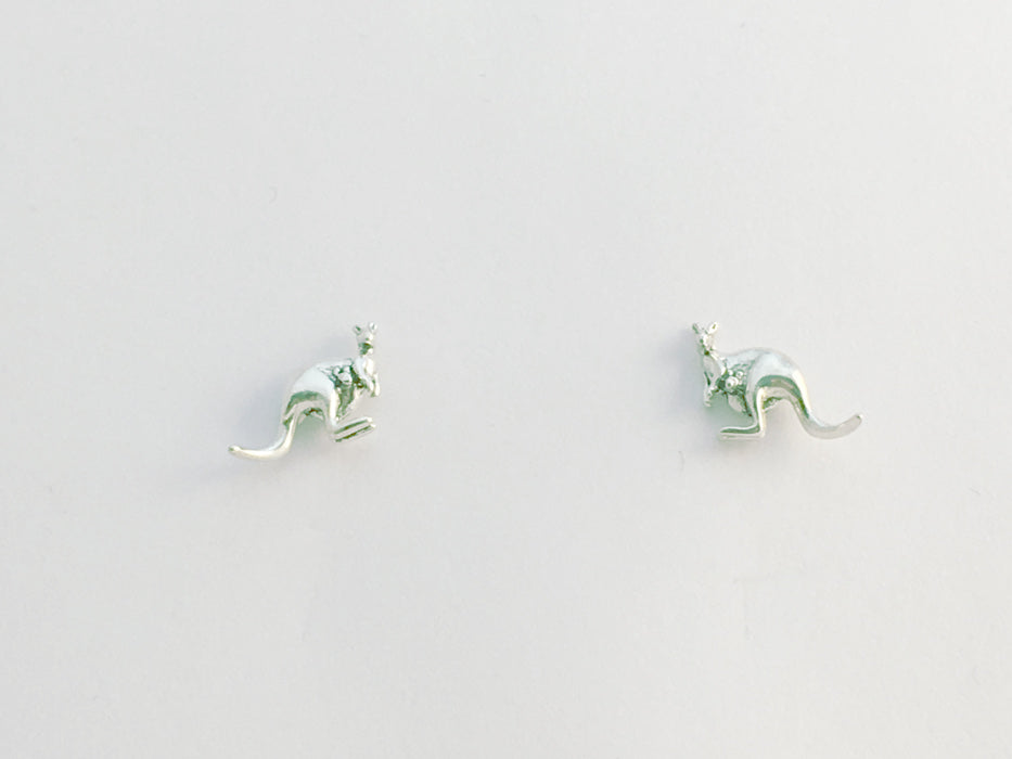 Sterling Silver & Surgical Steel small kangaroo stud earrings-Australia, kanga