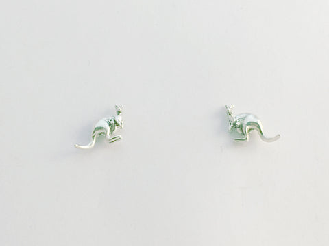 Sterling Silver & Surgical Steel small kangaroo stud earrings-Australia, kanga