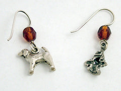 Sterling silver Dog & Fire Hydrant dangle Earrings-dogs,fire plug,canine,walker