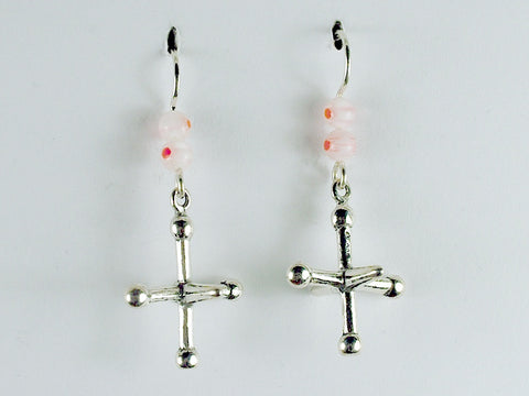 Sterling Silver 3-D Jack Toy dangle earrings-Jacks, Game, Millefiori, Children, fun