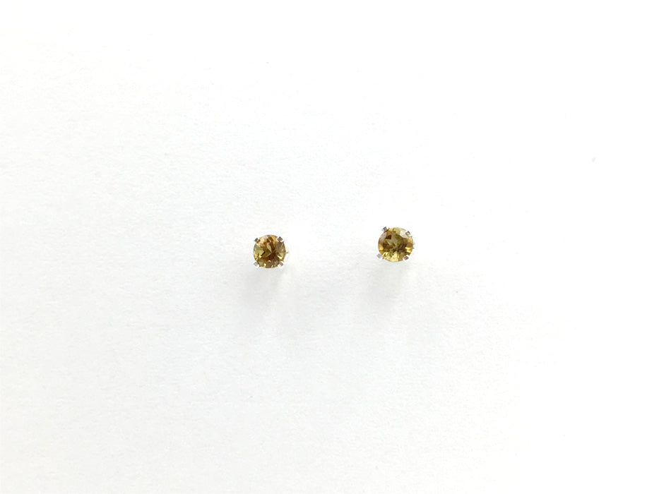 Sterling silver 3mm Brown and green Tourmaline stud earrings-studs