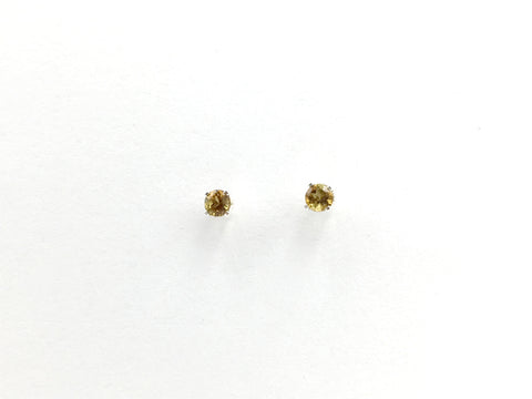 Sterling silver 3mm Brown and green Tourmaline stud earrings-studs