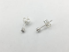 Sterling silver tiny 2mm dark brown Cubic Zirconia stud earrings-studs,chocolate