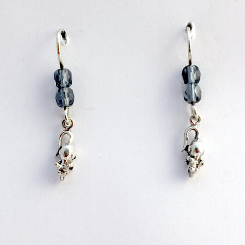 Sterling silver tiny mouse dangle earrings-animal- mice- rodent, house