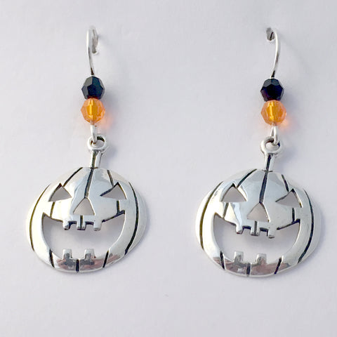Sterling silver large Jack O' Lantern dangle earring-Halloween,pumpkins,pumpkin