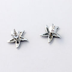 Sterling Silver textured starfish stud earrings-star fish, ocean, tidepool, sea