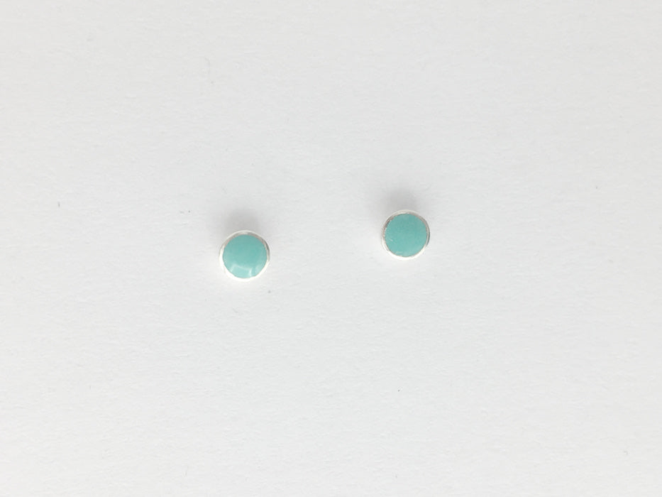 Sterling silver tiny 3mm Synthetic Turquoise stud earrings-studs