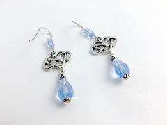 Sterling Silver Infinity Heart dangle Earrings-blue crystal, hearts