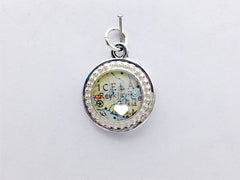 Pewter with vintage map print of Reykjavik Iceland pendant-resin, travel, heart