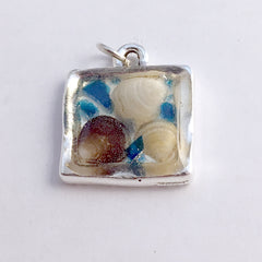 Pewter pendant with seashells & glass- LBI,Shipbottom,sea shell,tide pool,beach comber