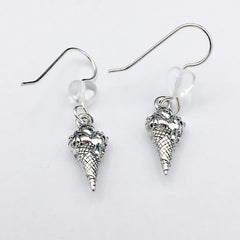 Pewter & Sterling Silver Ice Cream Cone dangle earrings- gelato, sorbet, dessert